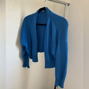 blue cardigan